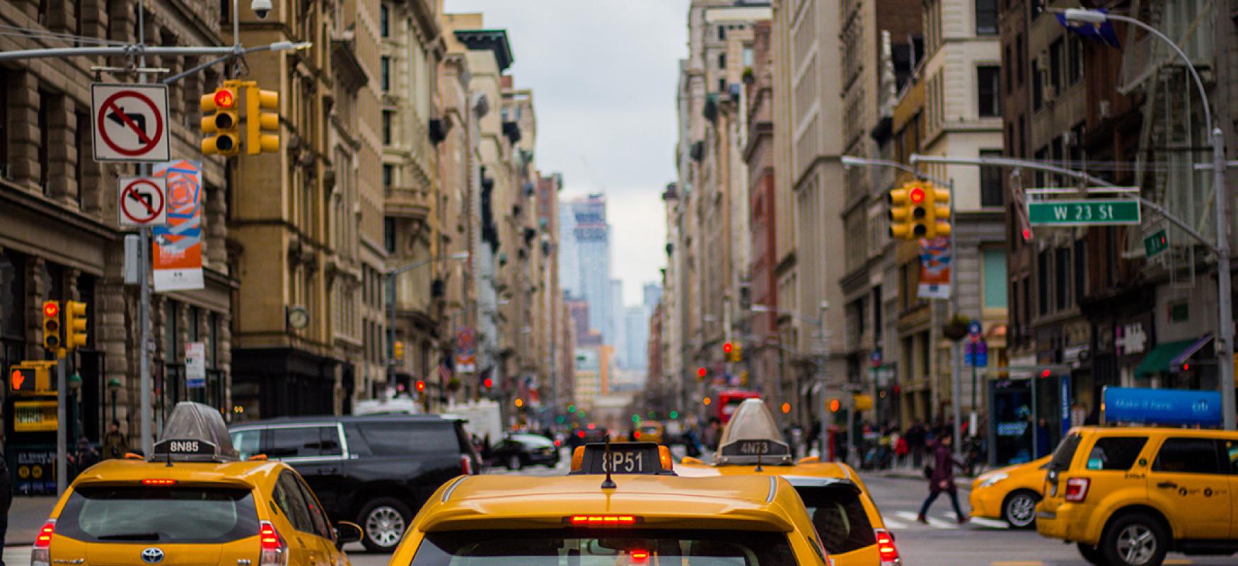 Yellow cabs in New York.