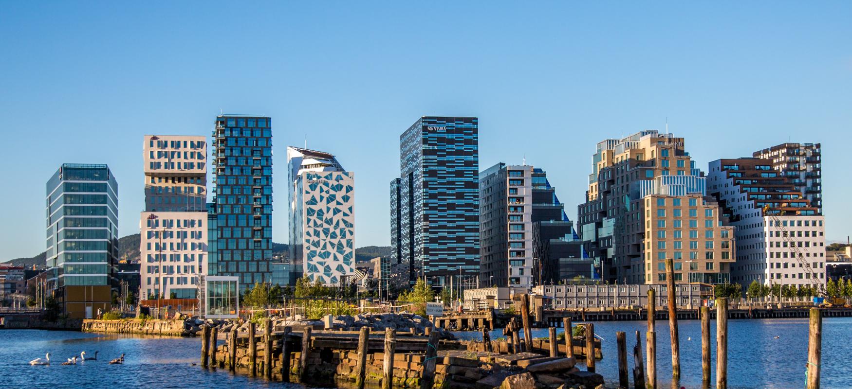 Oslo's barcode district seen from the sea