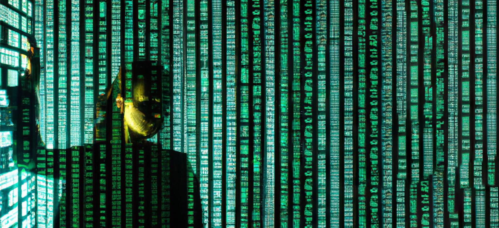 AI and data illustrative photo of a woman in the Matrix