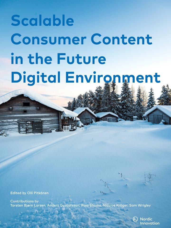 Scalable Consumer content in the Future Digital Environment text on picture of Swedish winter country side