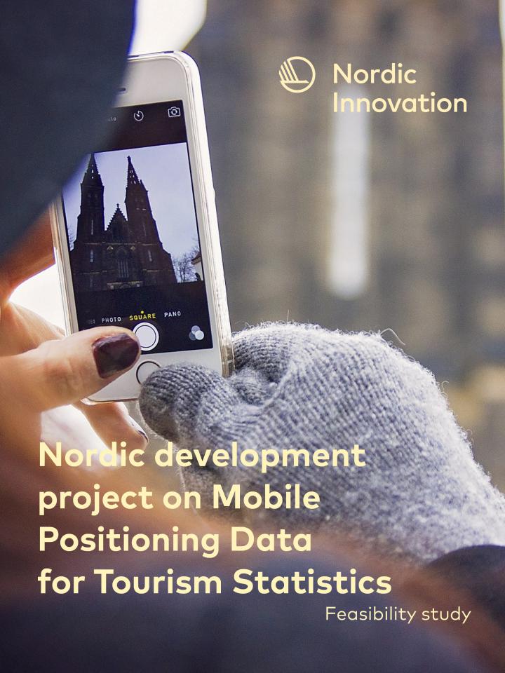 Frontpage of the Nordic development project on mobile positioning data for tourism statistics - Feasibility study 2020.