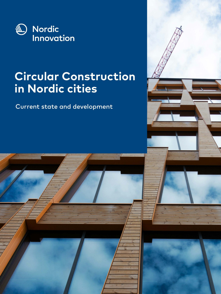 Circular Construction in Nordic cities overskrift. Billede af moderne bygning
