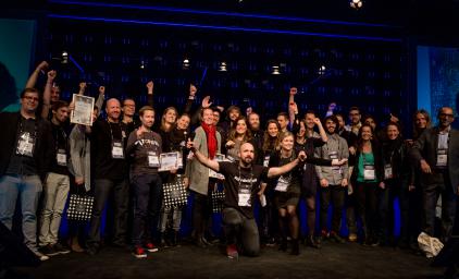 Group picture of participants of Hack4Norden at Slush in 2016.