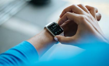 Person wearing smart watch.