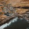 Small town on the Faroe Islands seen from the sky.