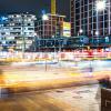 Jernbanetorget in Oslo by night.
