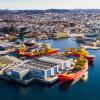 Areal photo of Karmsund havn.
