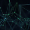 Illustraton phot: Green glowing dots connected with green glowing lines in a dark space